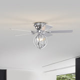 ZUN 5-blade 52-inch Chrome Ceiling Fan with 3-Light W1592P163922