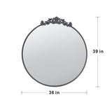 36" x 39" Classic Design Mirror with Round Shape and Baroque Inspired Frame for Bathroom, Entryway W2078124103