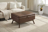 Mid-century modern square coffee table storage bench, assembled, suitable for living room, entryway W1539P269658