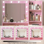 ZUN Vanity Desk with Mirror & Light, Large Drawer Three Level Storage Dresser, 3 Lighting Modes W2386P233036