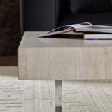 34.65'' Square Faux Travertine Pattern Coffee for Living Room,MDF,Modern Design Coffee W2582P279897