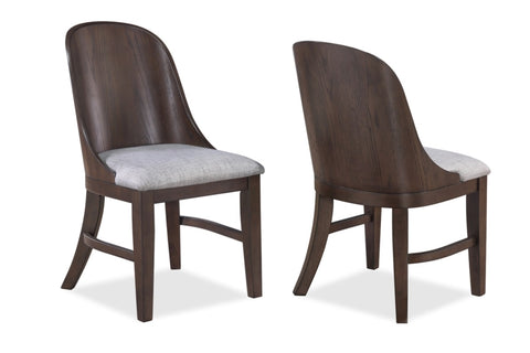 ZUN 2pc Mid-Century Modern Upholstered Dining Chair Barrel Back Brown Walnut Finish Wooden Dining Room B011P263741