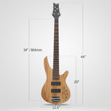 ZUN 44 Inch GIB 5 String H-H Pickup Laurel Wood Fingerboard Electric Bass 24572750