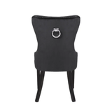 Erica 2 Piece Wood Legs Dinning Chair Finish with Velvet Fabric in Black 808857928108