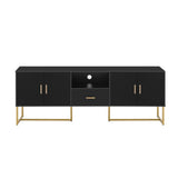 ZUN U-Can Modern TV Stand for TV up to 70 Inches,TV Cabinet with 1 Drawer, 2 Cabinets and Metal Legs, N724P198472B