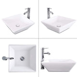 16.5" Square Bathroom Vessel Sink White Porcelain Counter Bowl for Bathroom Vanity D16306243