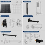 Male NPT Matte Black Shower System, 12 Inch Shower Fixtures Rain Shower Head with Handheld Shower T3177P277540