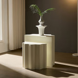 2PCS Set Side Table,Wavy Edges Design Fiberglass Coffee Table for Living Room,Bedroom,Modern Design W2582P313972