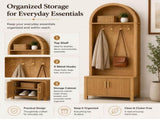 Arched Top Hall Tree with Bench and Shoe Storage,mudroom bench with storage,70.3"Arch Coat Rack with 81770398