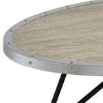 ZUN Weathered Grey Oak and Black Oval Coffee Table B062P181352