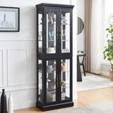 Elegant Lighted Glass Curio Display Cabinet Wooden Frame Storage for Living Room, Kitchen & Pantry W1758P297547