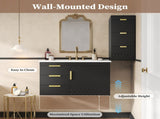 30" Wall Mounted Bathroom Cabinet with Ceramic Basin Sink, Bathroom Cabinet with Soft-Closing Door N710P324096B