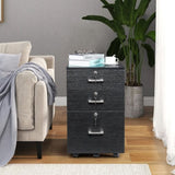 Black Wood Grain Density Board Three Drawers Wooden Filing Cabinet 04676265