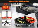 Adjustable Rolling Mechanic Stool with Backrest & Removable Tool Tray, 360&deg Swivel Lockable 17950819