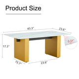 ZUN Modern minimalist Tempered glass with sticker desktop coffee table and dining table, paired with W1151P149210