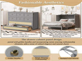 Full Size Murphy Bed with Large Drawers,Gray N708P336203E