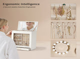 Elegant 4-Drawer Jewelry Box with Clear Front & Pink Velvet Interior White Storage Cabinet for 74850541