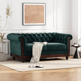 VIVALUX 59.44" Chesterfield Velvet Loveseat Sofa,2-Person Rolled Arm Dutch Plush Upholstered Sofa N762P178705F