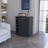 Rawlins Bar Cart with 6-Bottle Rack, Storage Cabine and Mobile Caster Wheels B128P176158