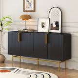 TREXM Modern Elegant 4-door Sideboard Gold Metal Handle Buffet Cabinet for Dining Room, Living Room, WF304382AAB