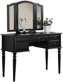 Bedroom Contemporary Vanity Set w Foldable Mirror Stool Drawers Black Color HS00F4072-ID-AHD