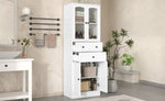 ZUN Tall Bathroom Storage Cabinet, Cabinet with Four Doors and Drawers, Adjustable Shelf, MDF Board, N725P186647W