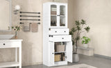 ZUN Tall Bathroom Storage Cabinet, Cabinet with Four Doors and Drawers, Adjustable Shelf, MDF Board, N725P186647W