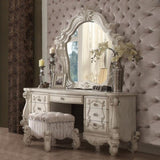 Ivory and Bone White Vanity Stool with Nailhead Trim B062P209000