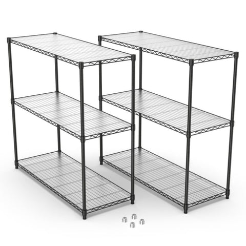 ZUN 2 Pack 3 Tier Shelf Wire Shelving Unit, 2P-3TWL1848-B-LKJ W1550127378