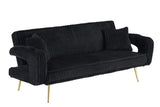 The straight-row Black corduroy sofa with throw pillows, featuring a minimalist style, is suitable W1658P251987