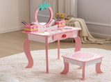 White MDF spray-painted 1-drawer 2-desktop storage box children's dressing table set with Apple 42044197