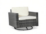 Cream White PE Wicker Outdoor Swivel Rocker 360&deg Patio Glider Chair for Porch, Backyard, Deck 87045009