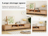 Rattan TV Stand for TVs up to 85'', Modern Farmhouse Media Console, Entertainment Center with Solid WF316678AAP