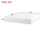 MADE IN US 10" King Size Green Tea Memory Foam Mattress in Box, Fiberglass Free, White W311P371389