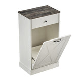 ZUN WF002 TC1-7034K Single Door Trash Cabinet Tilt Trash Cabinet Kitchen Trash Can - Splice Wood White W308106403