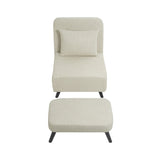 3 in 1 Foldable Linen Chaise Lounge with Adjustable Backrest, Footrest & Detachable Pillow, W1716P280541