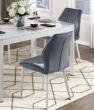Modern Dining Side Chairs Set of 2, Dark Gray Velvet Upholstered White Metal Legs Furniture B011P284952