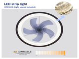 20" Modern Flush Mount Ceiling Fans with Lights Kit , 3000-6500K Dimmable LED Fan Light, 6 W3596P458001