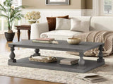 Vintage Coffee Table Featuring Artistic Vase Column Legs and Luxurious Pine Veneer for N711P256967E