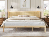 Platform Bed Frame with Headboard , Wood Slat Support , No Box Spring Needed ,King,Natural N709P425341N