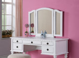 Bedroom Contemporary Vanity Set w Foldable Mirror Stool Drawers White Color HS00F4074-ID-AHD