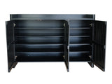 Black Entryway Shoe Storage Cabinet with Slatted Doors, Modern Wooden Hallway Console Table with Top W3417P524611