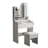 Fashion Vanity Desk with and Lights for Makeup with hair dryer holder and Chair, Vanity W509P173273