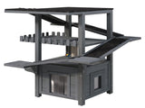 4 Tiers Outdoor Cat House Weatherproof Cat Tree Tower with Waterproof Roof and 2 Doors , Feral Cat 85852645