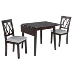 ZUN 3 Piece Kitchen Dining with Drop Leaf Dining Table and 2 Dining Upholstered Chairs, Dining Room 74358857