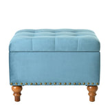 Square velvet upholstered Ottoman with storage space, hidden support hinges with easy to open top, W2941P242272
