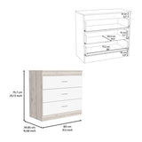 Dresser 29"H, Three Drawers, Metal Hardware, Superior Top, Light Gray / White B097133222