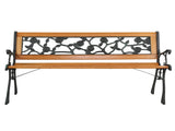 49" Garden Bench Patio Porch Chair Deck Hardwood Cast Iron Love Seat Rose Style Back 80193366