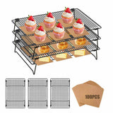 3-Tier Stackable Wire Cooling Rack Set Non-stick, ideal for cooling cookies, pizza, cakes, baking 25443818
