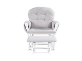 Mason Glider and Ottoman White Wood and Woven Gray Fabric B022P174720